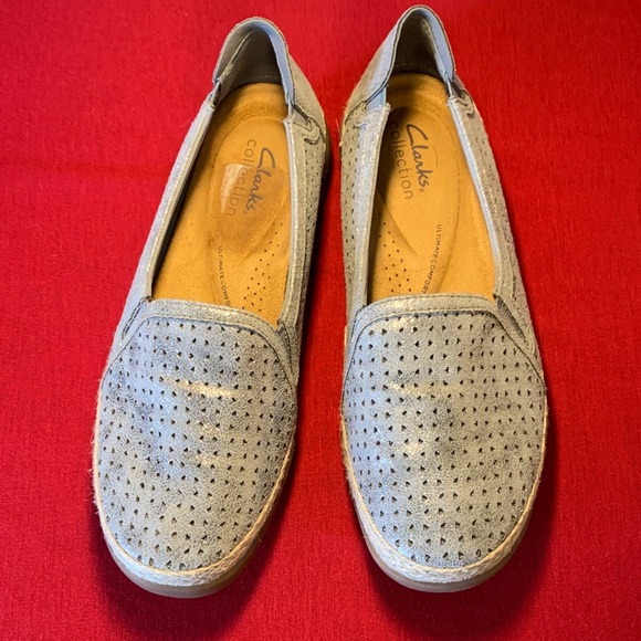 Clarks Shoes - Clarks Collection 7.5 Women's Perforated Blue Gray Loafers